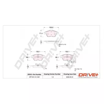 Jeu de 4 plaquettes de frein avant Dr!ve+ DP1010.10.1221