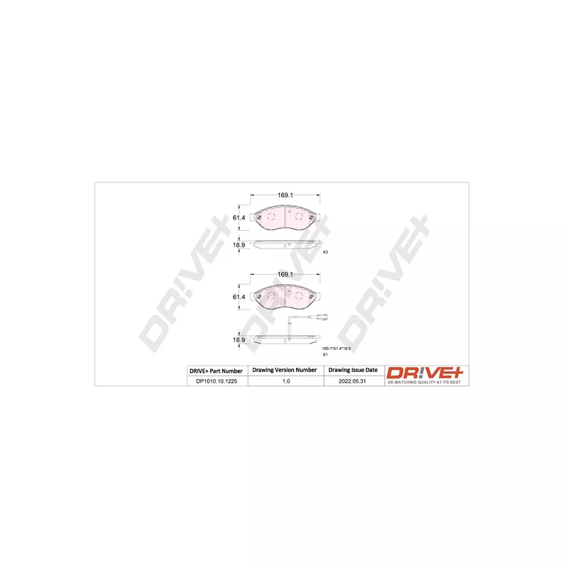 Jeu de 4 plaquettes de frein avant Dr!ve+ DP1010.10.1225