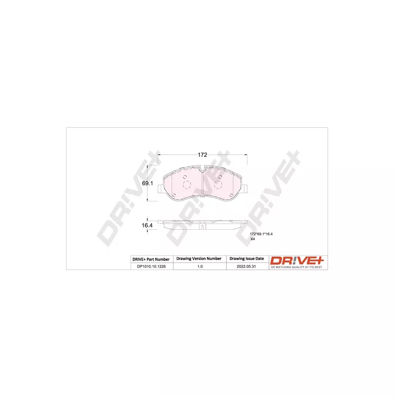 Jeu de 4 plaquettes de frein avant Dr!ve+ DP1010.10.1226
