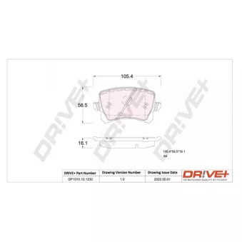 Jeu de 4 plaquettes de frein arrière Dr!ve+ DP1010.10.1235