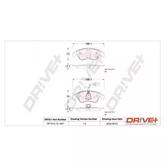 Jeu de 4 plaquettes de frein avant Dr!ve+ DP1010.10.1247