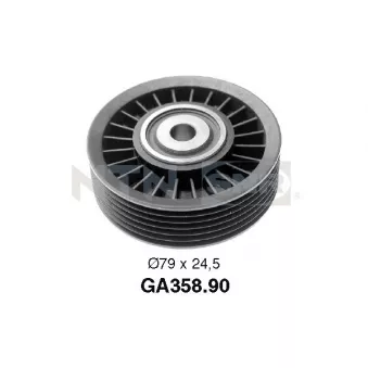 Poulie renvoi/transmission, courroie trapézoïdale à nervures SNR GA358.90