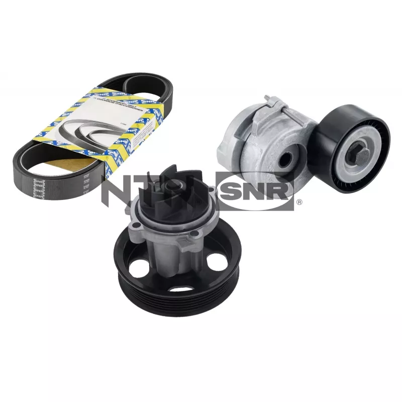 Pompe à eau+Jeu de courroie trapézoïdale à nervures SNR KAP853.110