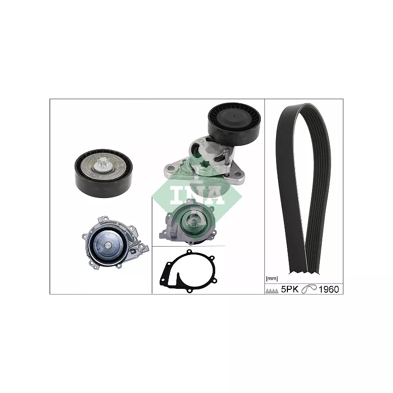 Pompe à eau+Jeu de courroie trapézoïdale à nervures INA 529 0487 30