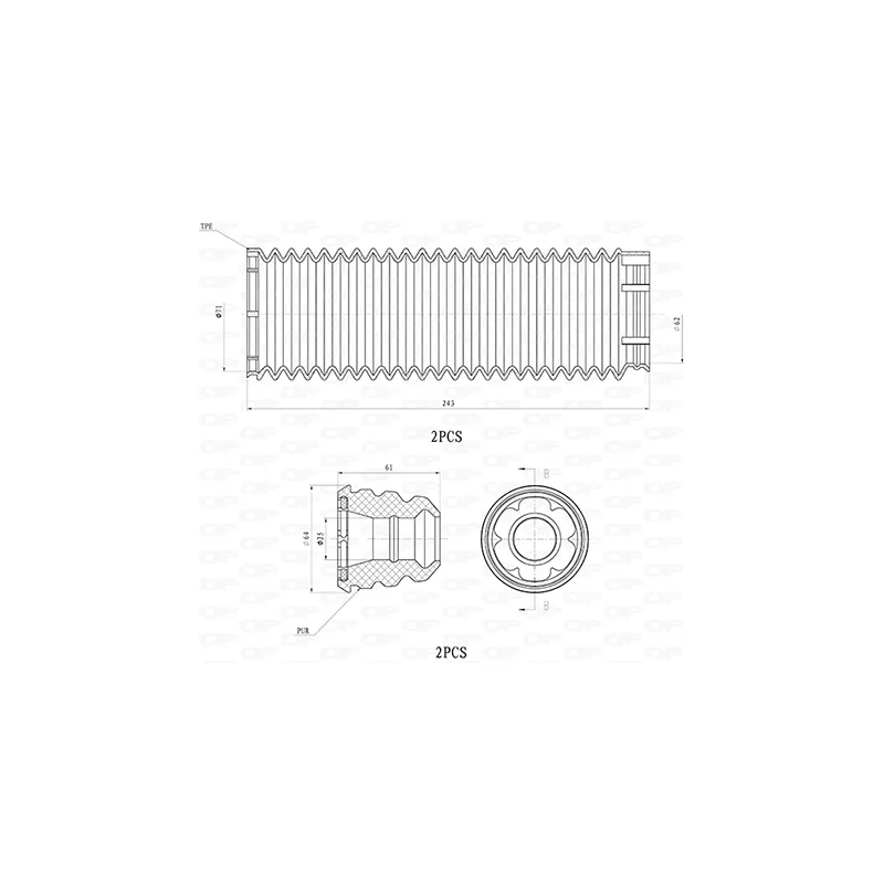 Kit de protection contre la poussière, amortisseur OPEN PARTS DCK5125.04