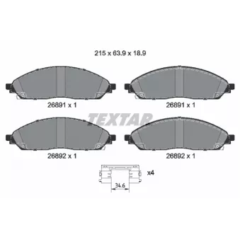 Jeu de 4 plaquettes de frein avant TEXTAR 2689101