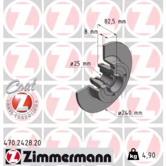 Jeu de 2 disques de frein arrière ZIMMERMANN 470.2428.20