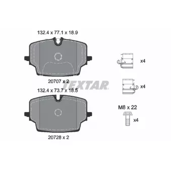 Jeu de 4 plaquettes de frein avant TEXTAR 2070701