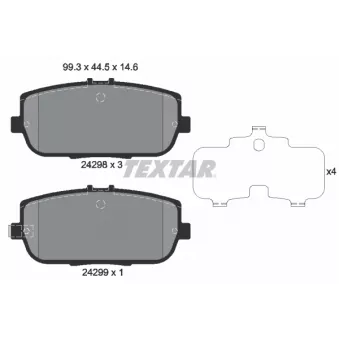 Jeu de 4 plaquettes de frein arrière TEXTAR 2429801