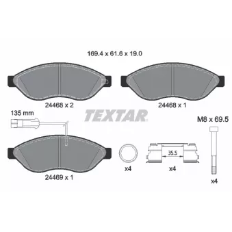 Jeu de 4 plaquettes de frein avant TEXTAR 2446807