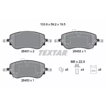 Jeu de 4 plaquettes de frein avant TEXTAR 2645101