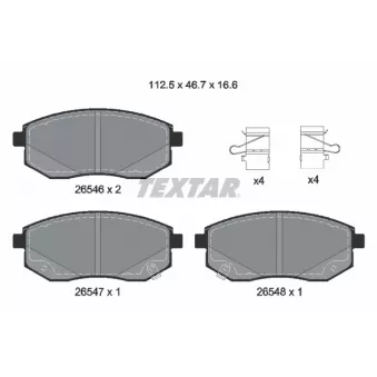 Jeu de 4 plaquettes de frein avant TEXTAR 2654601