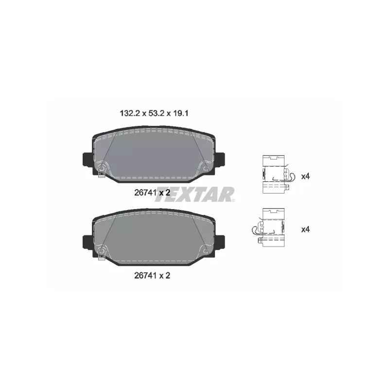 Jeu de 4 plaquettes de frein arrière TEXTAR 2674101