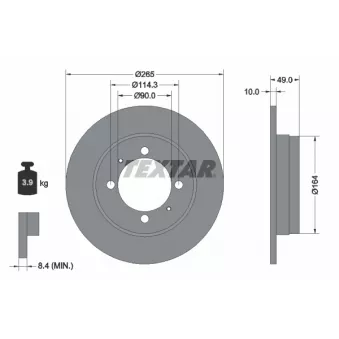 Jeu de 2 disques de frein arrière TEXTAR 92062900