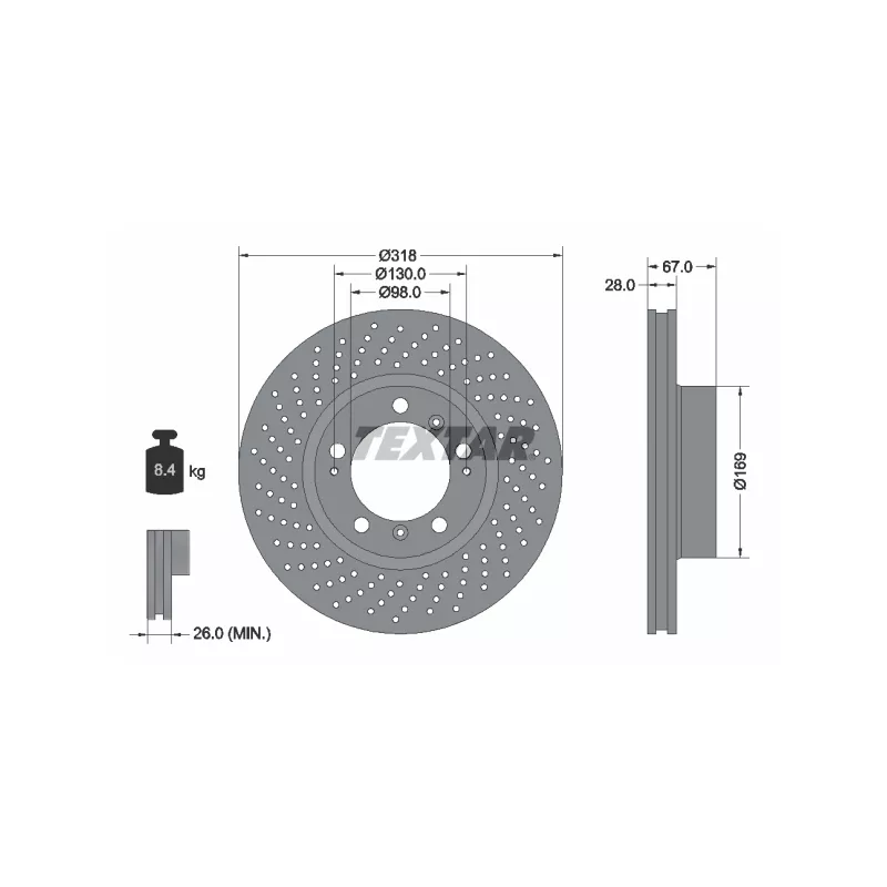 Disque de frein avant droit TEXTAR 92100005