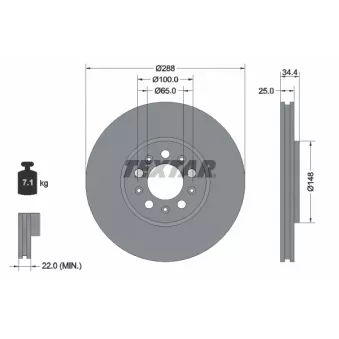Jeu de 2 disques de frein avant TEXTAR 92106605