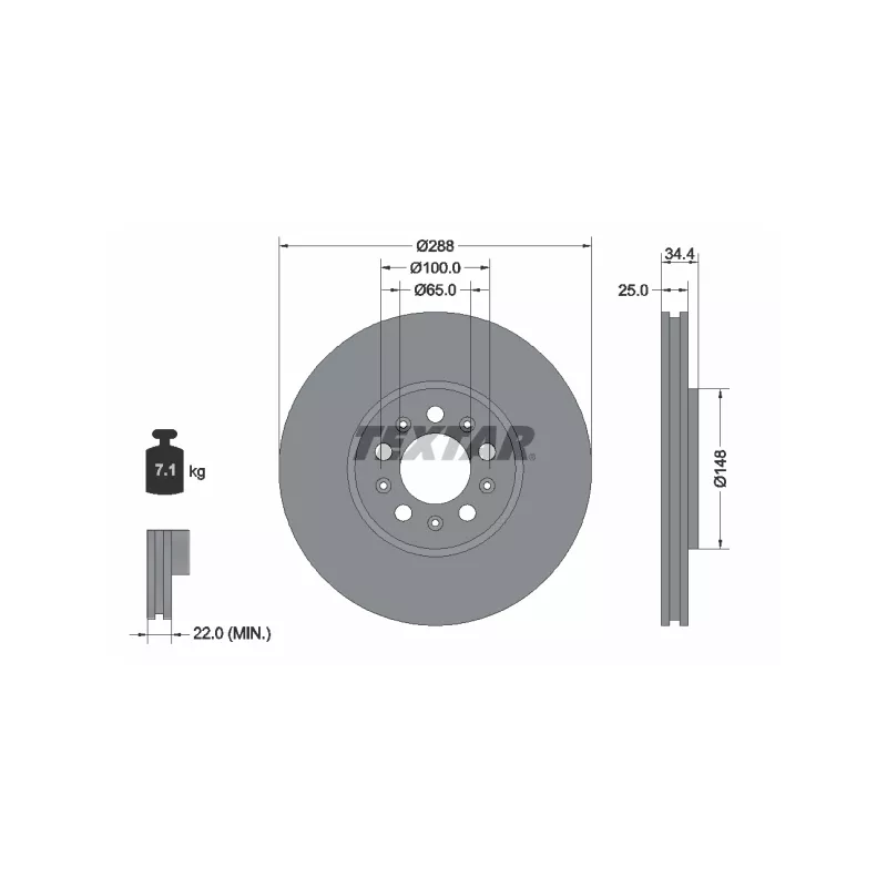 Jeu de 2 disques de frein avant TEXTAR 92106605