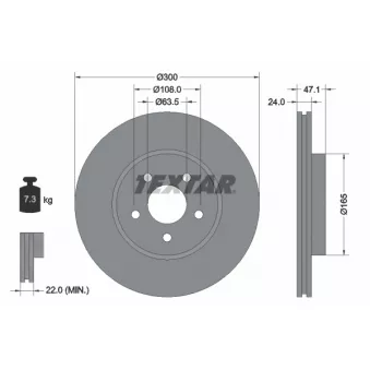 Jeu de 2 disques de frein avant TEXTAR 92109605