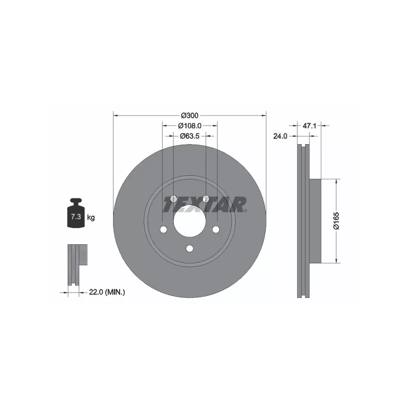 Jeu de 2 disques de frein avant TEXTAR 92109605