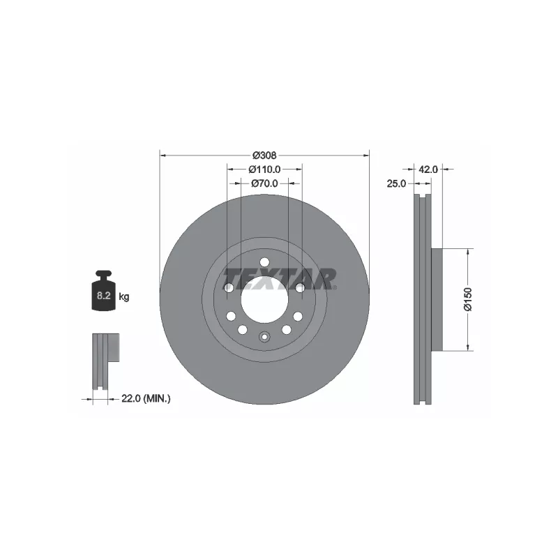 Jeu de 2 disques de frein avant TEXTAR 92110905