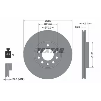 Jeu de 2 disques de frein avant TEXTAR 92118705