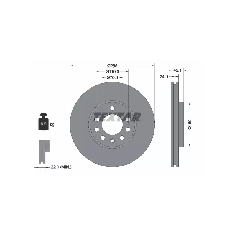 Jeu de 2 disques de frein avant TEXTAR 92118705