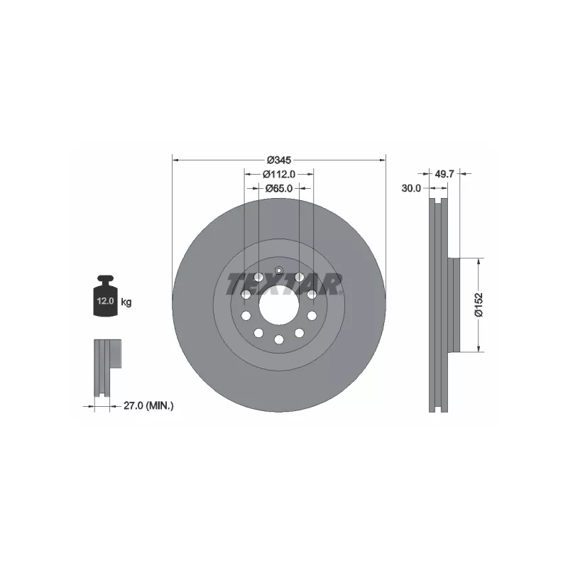 Jeu de 2 disques de frein avant TEXTAR 92120605