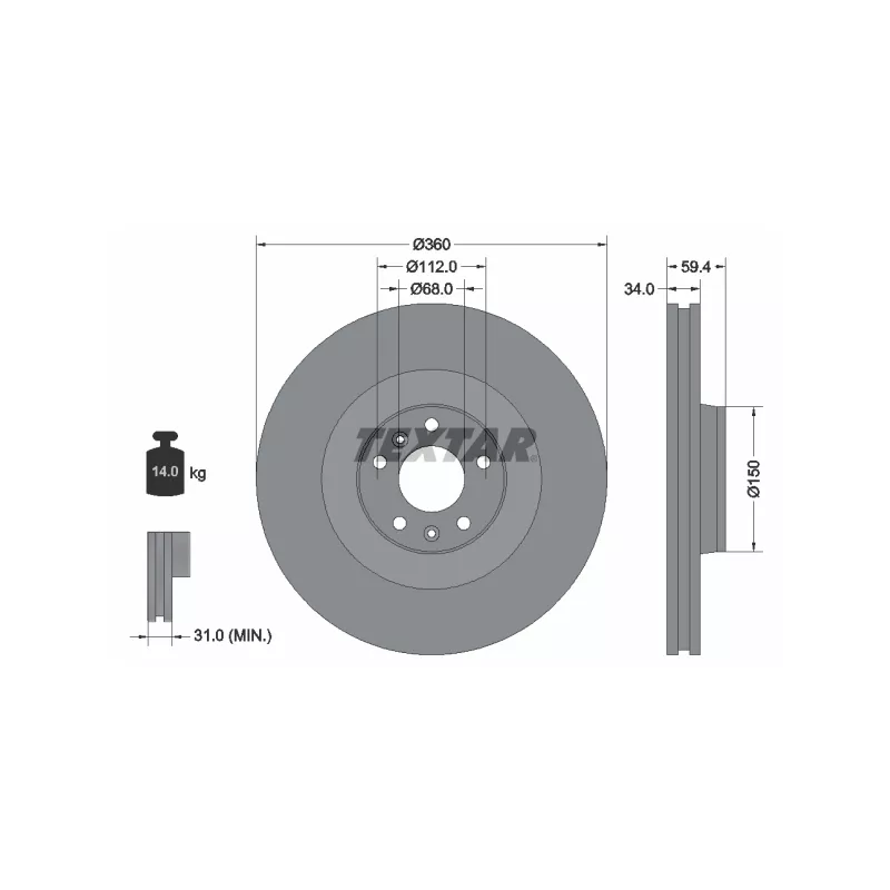 Jeu de 2 disques de frein avant TEXTAR 92122205