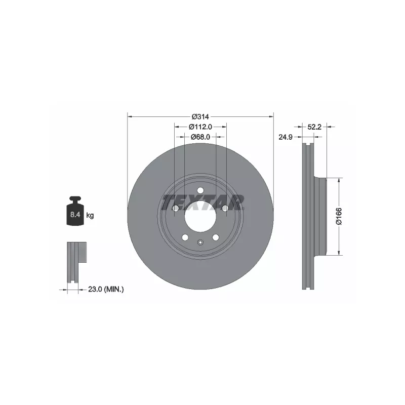 Jeu de 2 disques de frein avant TEXTAR 92159905