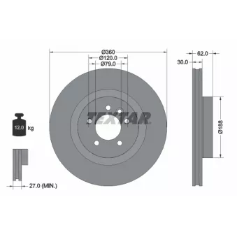 Jeu de 2 disques de frein avant TEXTAR 92162005