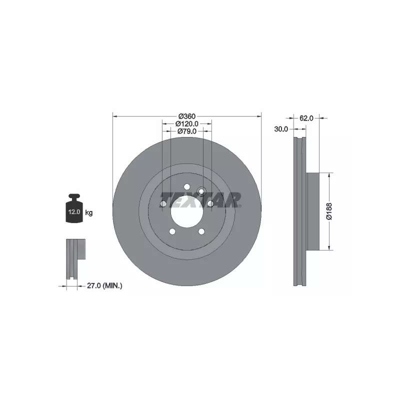 Jeu de 2 disques de frein avant TEXTAR 92162005