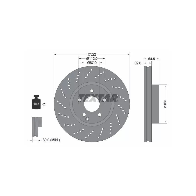 Jeu de 2 disques de frein avant TEXTAR 92163405