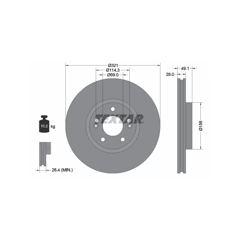 Jeu de 2 disques de frein avant TEXTAR 92166005
