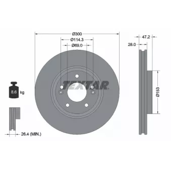 Jeu de 2 disques de frein avant TEXTAR 92166505