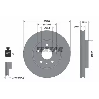 Jeu de 2 disques de frein avant TEXTAR 92186905
