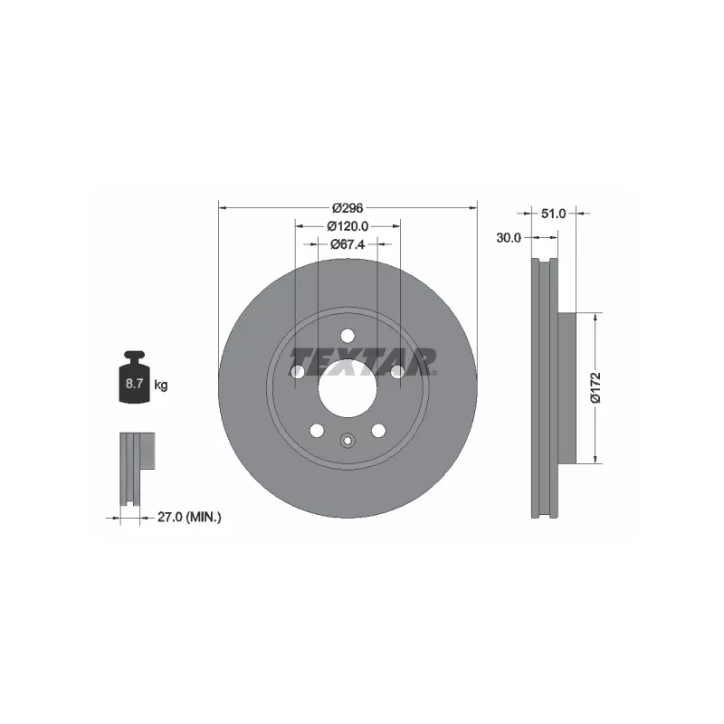 Jeu de 2 disques de frein avant TEXTAR 92186905