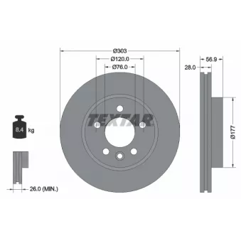 Jeu de 2 disques de frein avant TEXTAR 92228905