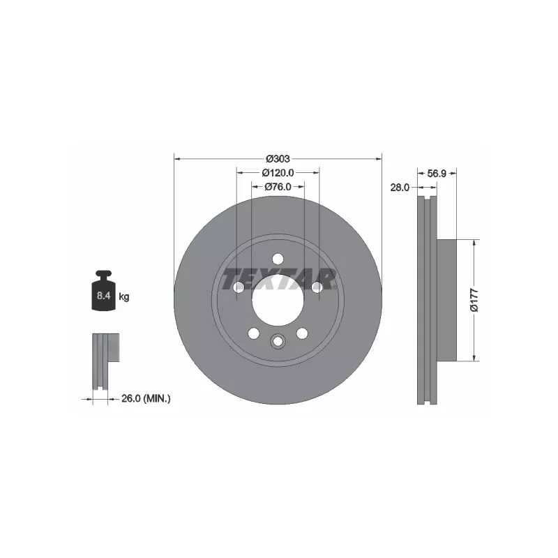 Jeu de 2 disques de frein avant TEXTAR 92228905