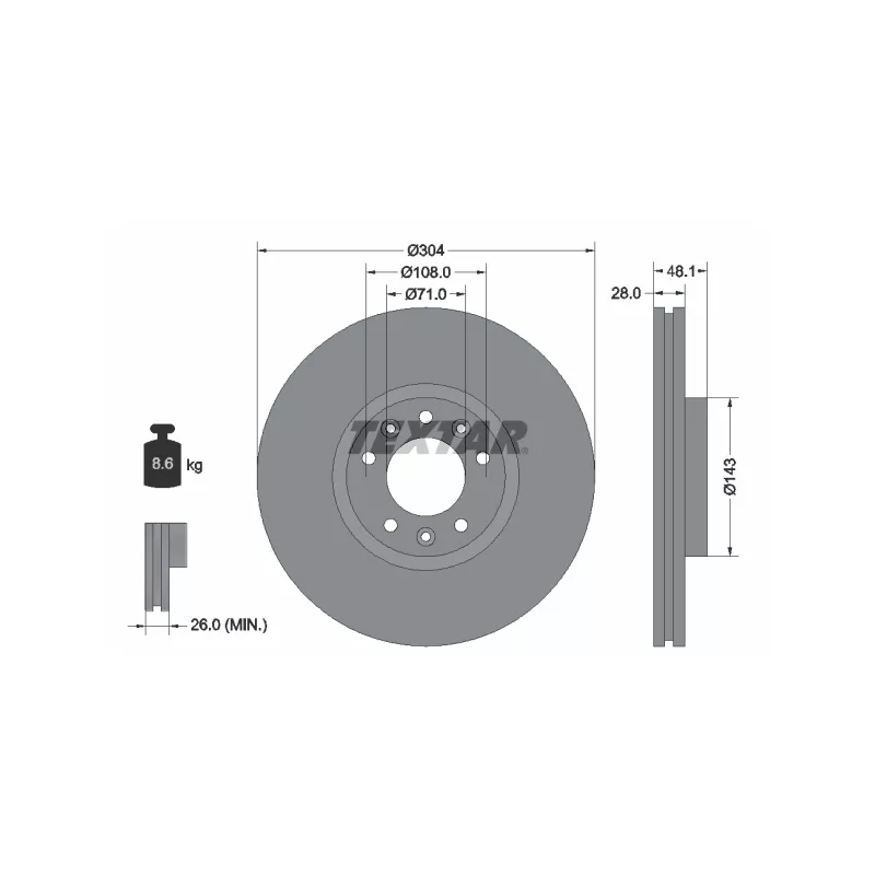 Jeu de 2 disques de frein avant TEXTAR 92232305