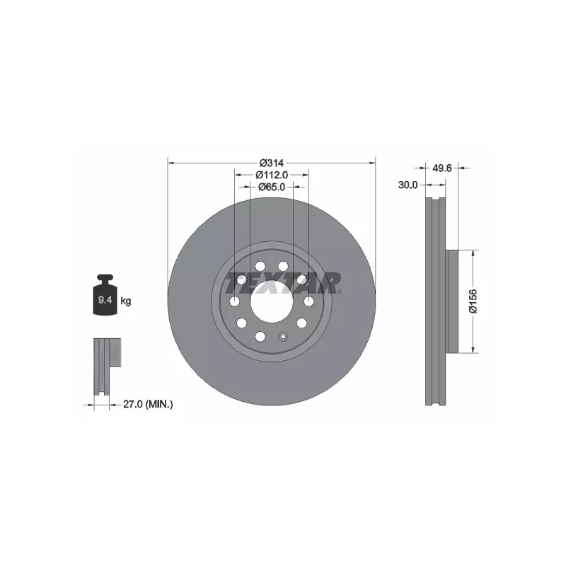Jeu de 2 disques de frein avant TEXTAR 92232405