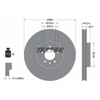 Jeu de 2 disques de frein avant TEXTAR 92235605