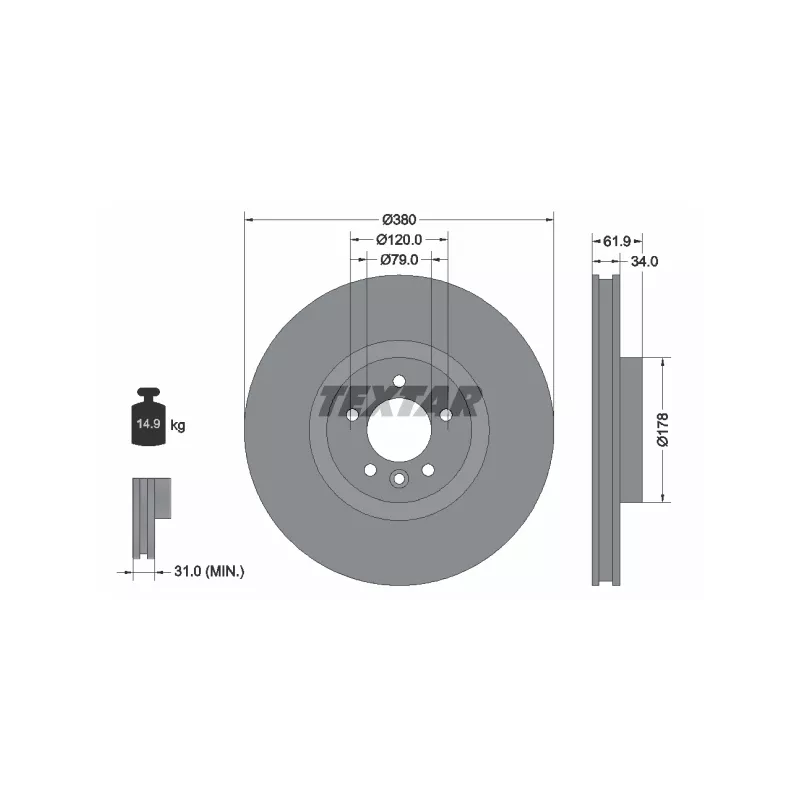 Jeu de 2 disques de frein avant TEXTAR 92235605