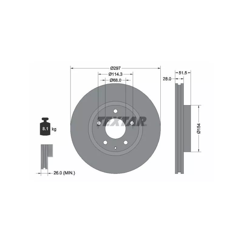 Jeu de 2 disques de frein avant TEXTAR 92257405