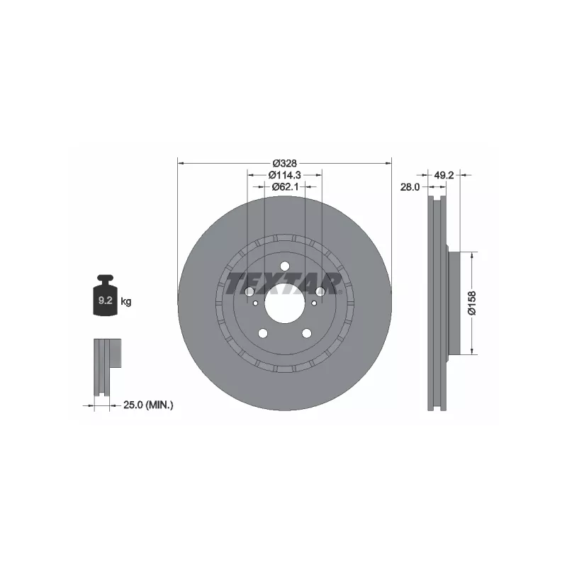 Jeu de 2 disques de frein avant TEXTAR 92259405