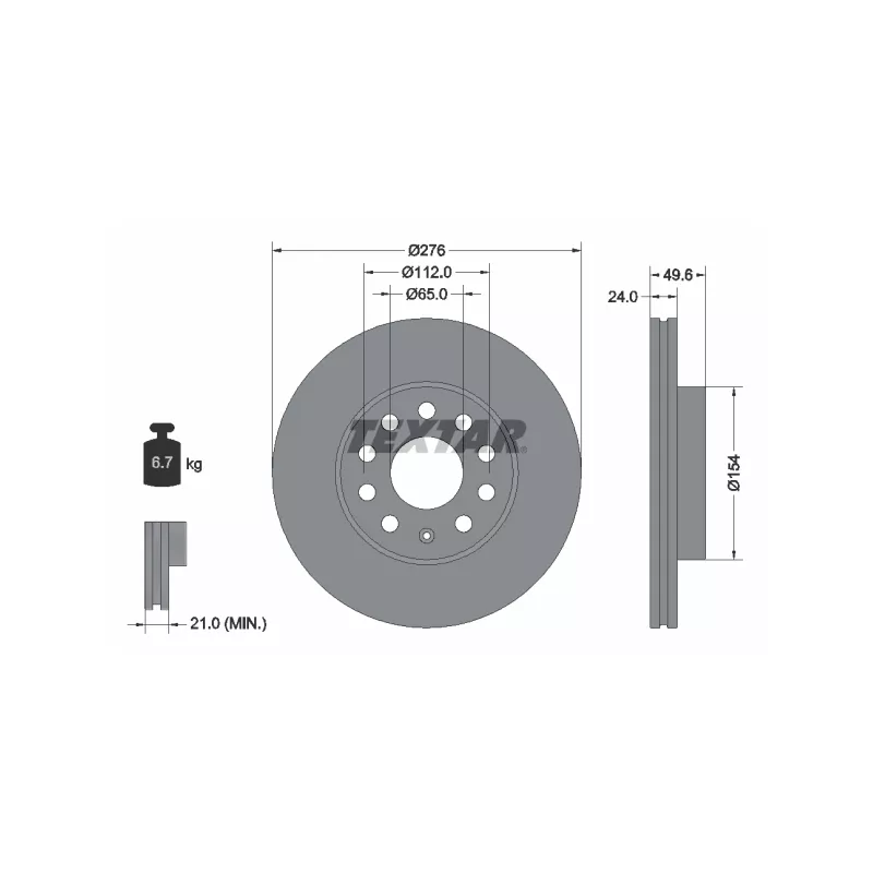 Jeu de 2 disques de frein avant TEXTAR 92271905