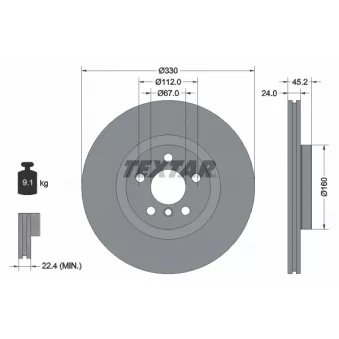 Jeu de 2 disques de frein avant TEXTAR 92274405
