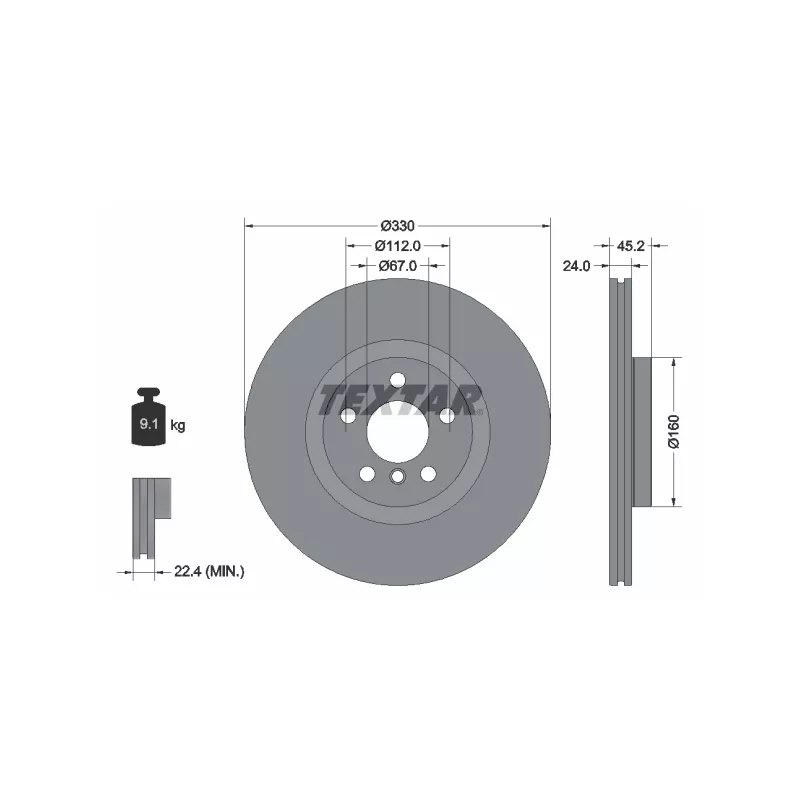 Jeu de 2 disques de frein avant TEXTAR 92274405