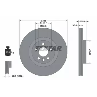 Jeu de 2 disques de frein avant TEXTAR 92278605