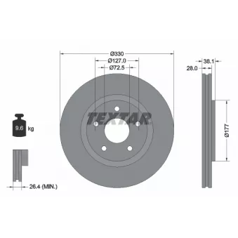 Jeu de 2 disques de frein avant TEXTAR 92278905