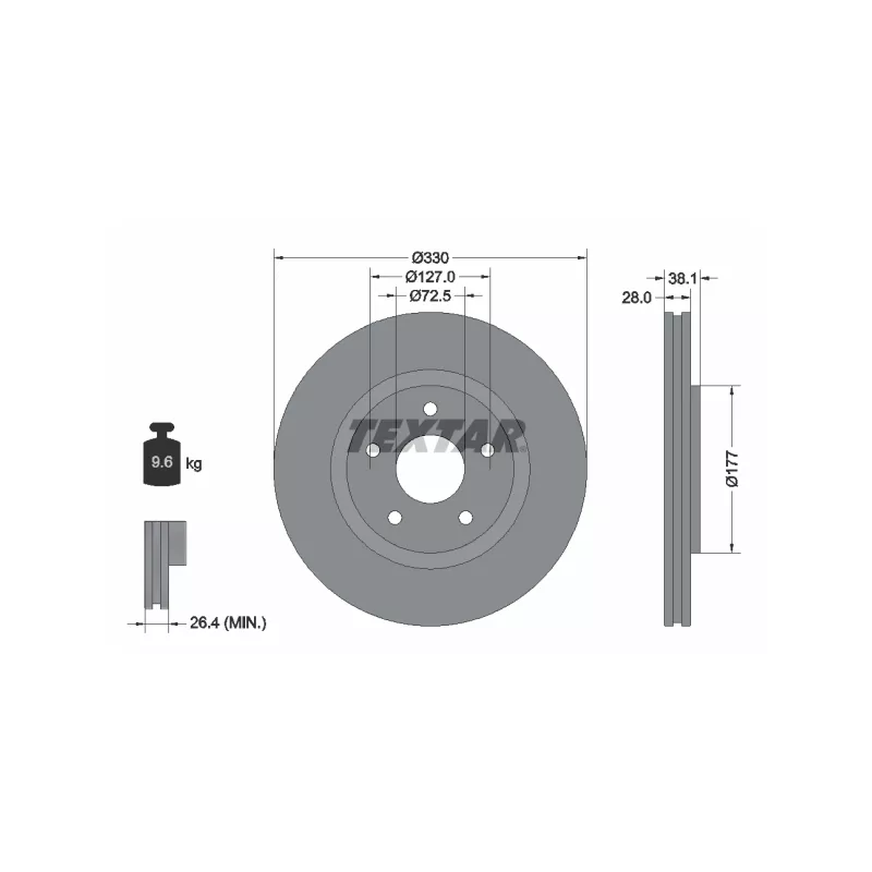 Jeu de 2 disques de frein avant TEXTAR 92278905